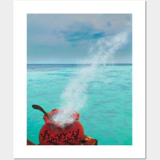 Steaming Vessel By The Ocean Posters and Art